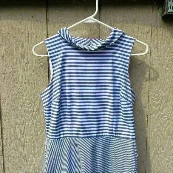 New York & Company Striped Blue White High Low Summer Dress Size 4 - Picture 2 of 6